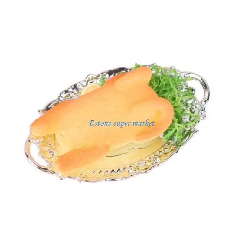 

090B Realistic 1/12 Scale Plastic Turkey Roasting Model Christmas Dinner Arrange Miniature Kitchen Addition