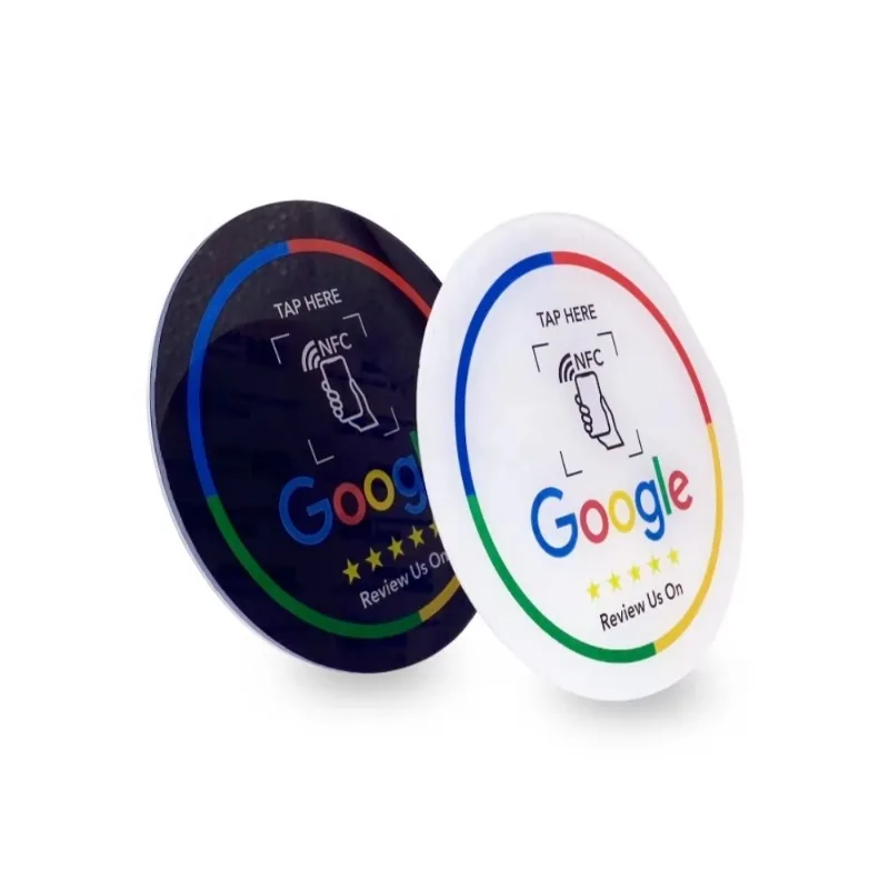 Waterproof NFC Review Stickers 13.56Mhz Adhesive Labels Tap to Review Us on Google NFC215 Tap Review Sticker Tags for Business