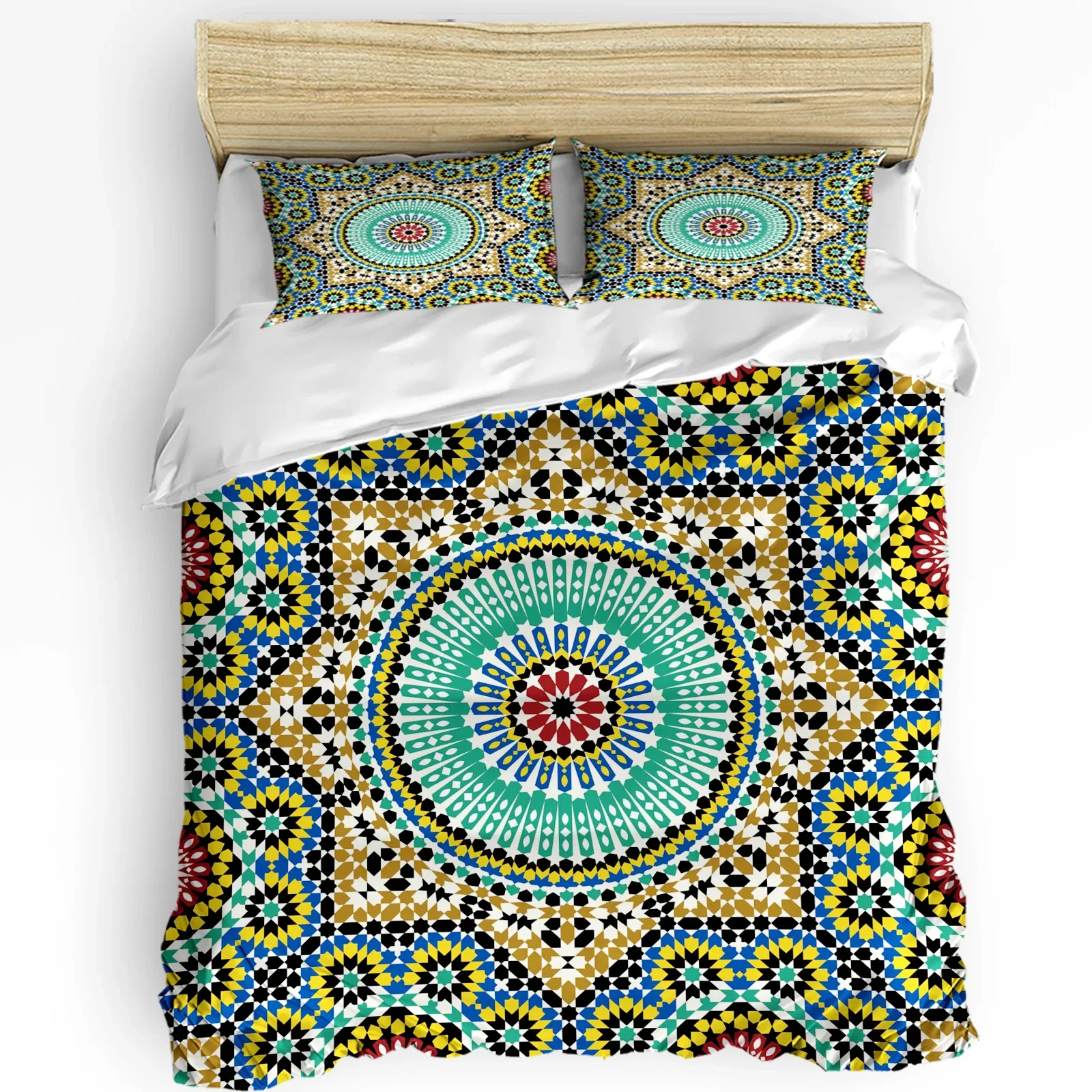 Morocco Flowers Geometric Figures 3pcs Bedding Set For Bedroom Double Bed Home Textile Duvet Cover Quilt Cover Pillowcase