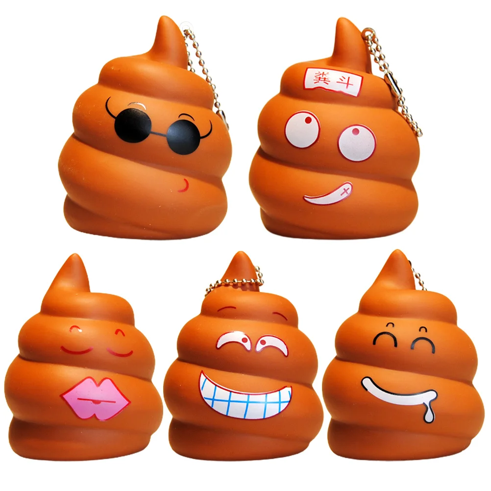 

5 Pcs Poo Keychain Prank Toy Ring Hanging Ornament Tricky Backpack Decompression Mobile Phone Accessory Joke Pvc Soft Glue Bag