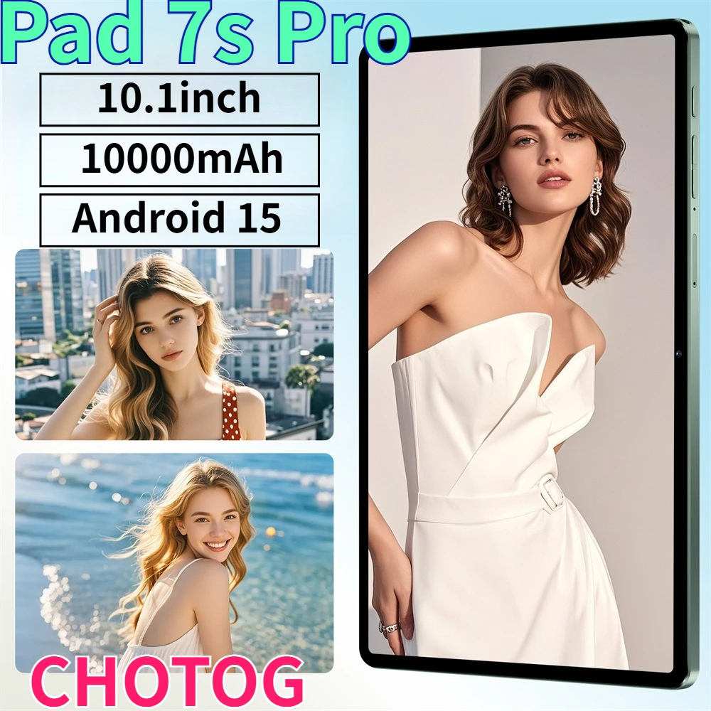 CHOTOG Nueva Tablet Pad 7s Pro 22GB+2TB para Niños, Tablet 5G con Doble SIM, Tablet de 10.1 Pulgadas, Android 15, Versión Global, con