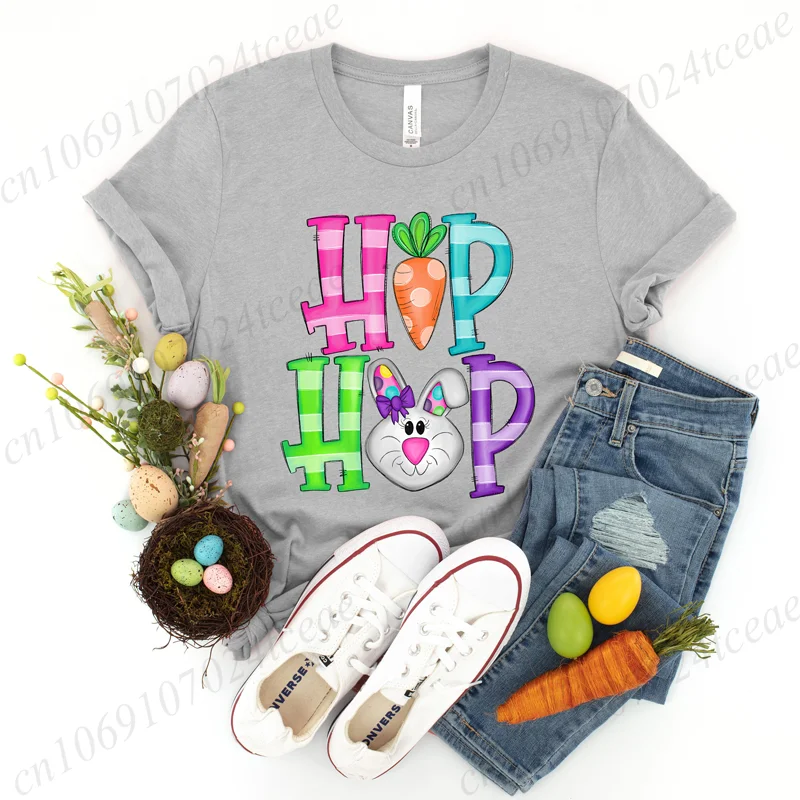 Hip Hop Easter Easter Bunny Print Women T-shirt Tshirt Summer Cute Easter Bunny Graphic Fashion Female T Shirts Woman Clothing