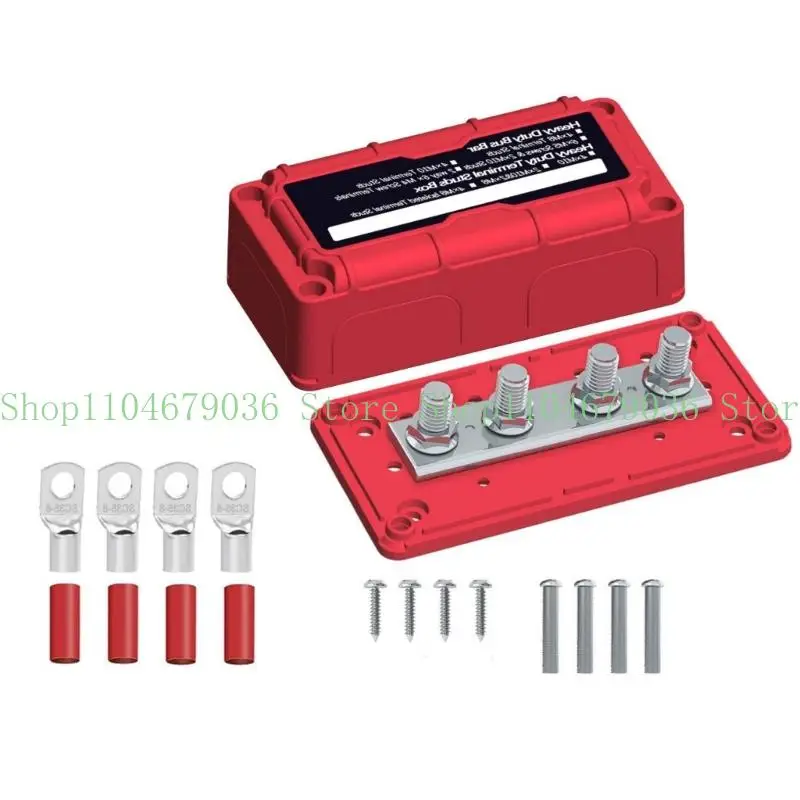 

652F Power Distribution Bus Bar Block 48V 100A with Insulated Cover for RVs Marine Vehicle Wiring Systems