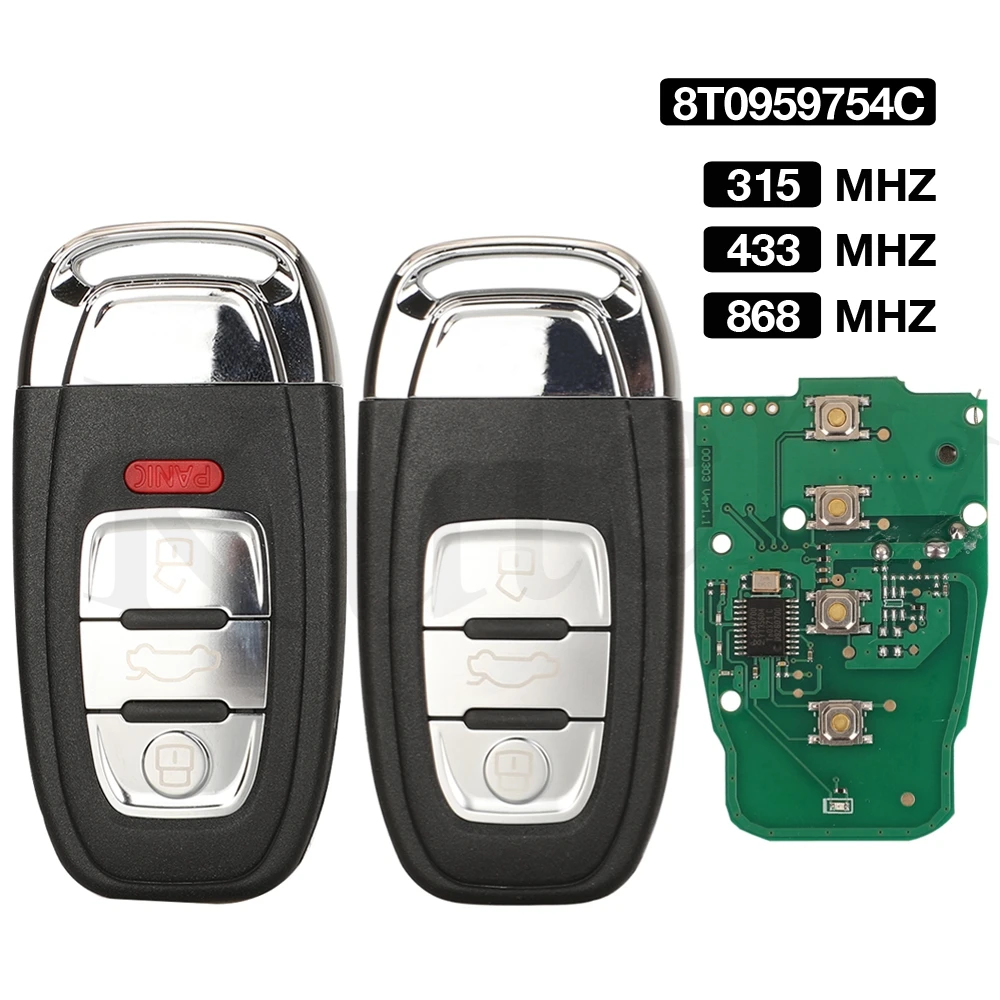 

jingyuqin Smart Remote Key Keyless 3/4 Button 315MHz/433MHZ/868MHZ 8T0 959 754C for For Audi Q5 A4L A5 A6 A7 A8 RS4 RS5 S4 S5