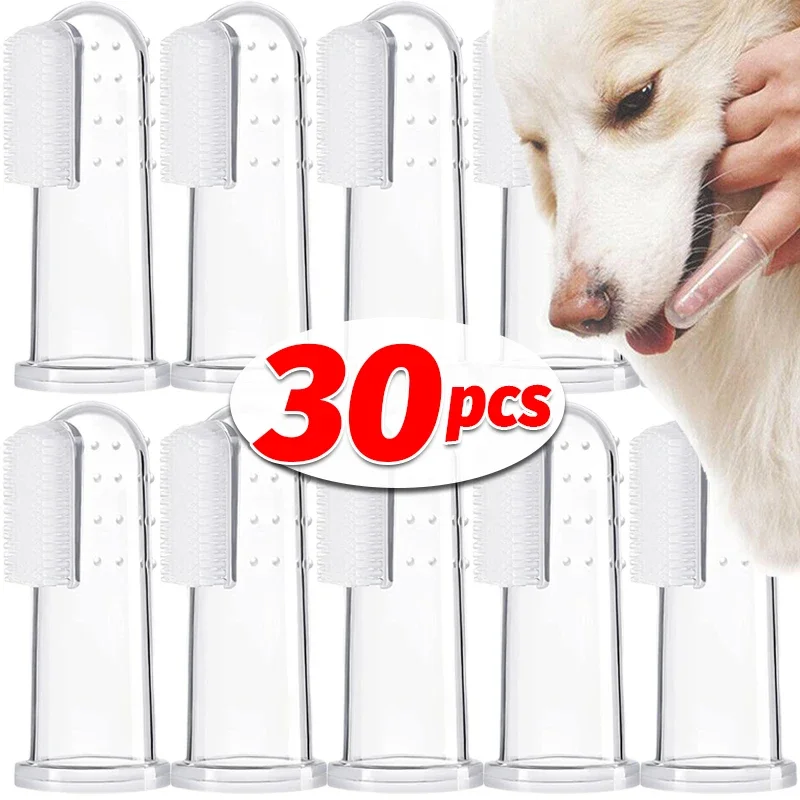 30/1PC Soft Silicone Pet Toothbrushes Cat Dog Finger Cots Teeth Brush Bad Breath Oral Care Cleaning Tool Pet Puppy Tooth Cleaner