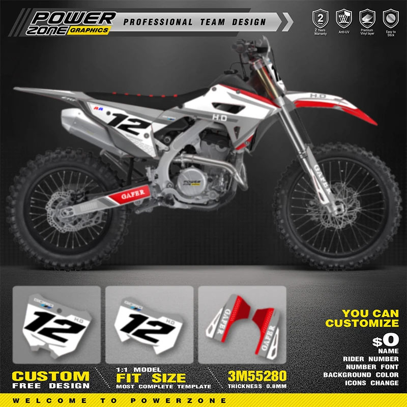 

PowerZone Full Graphics Background Decals Stickers Kits For HONDA 2022 2023 2024 CRF250RX 2021 2022 2023 2024 CRF450RX