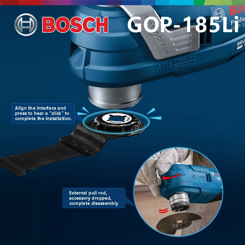 Bosch-Ferramenta oscilante sem fio, Universal Treasure, máquina de corte recarregável, ferramentas elétricas, GOP 185-Li, sem escova, 18V