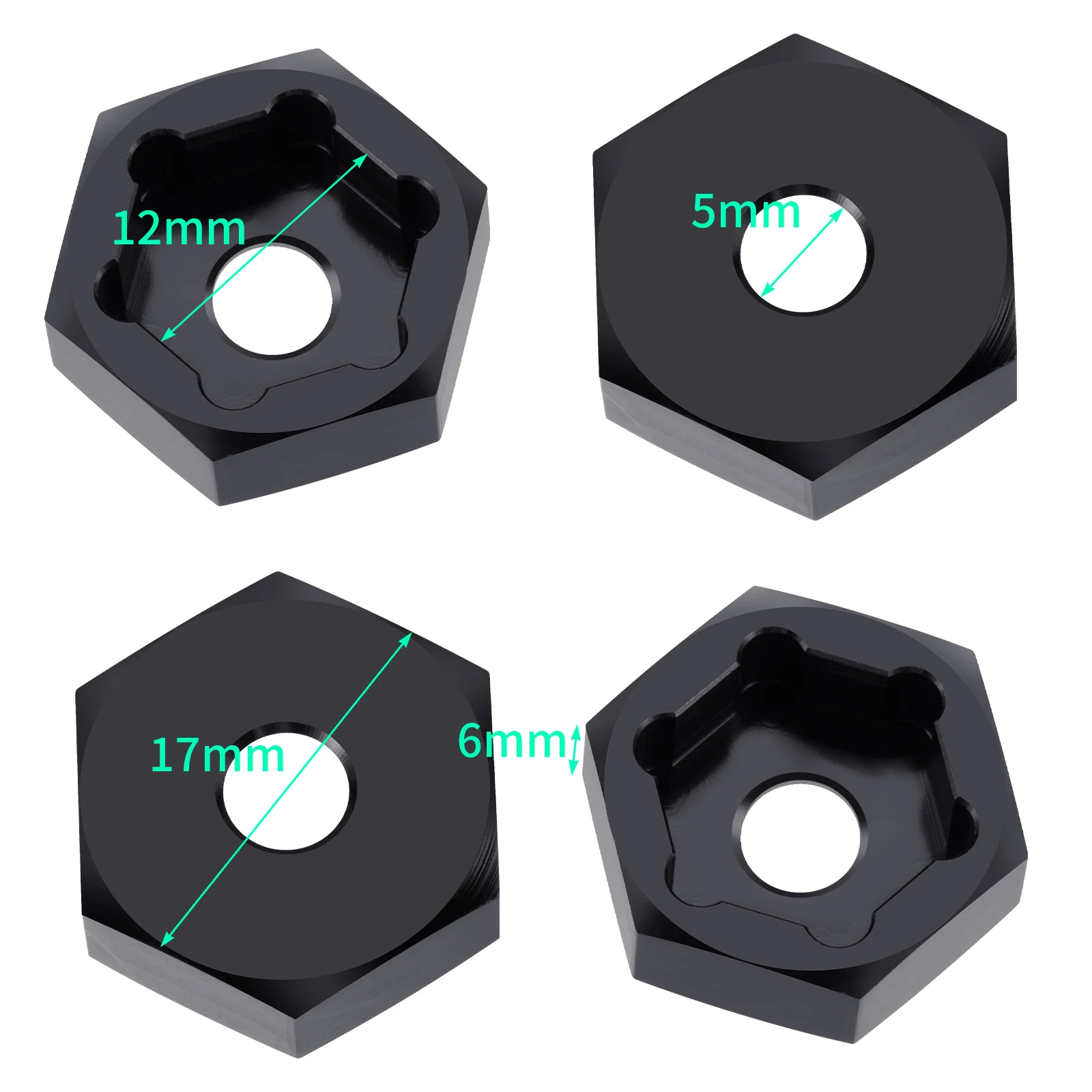 TRINOOD Aluminum Alloy Wheel Hex Adapter 12mm to 17mm Drive Hub Combiner for 1/8 1/10 RC Car Buggy Truck Upgrade Parts