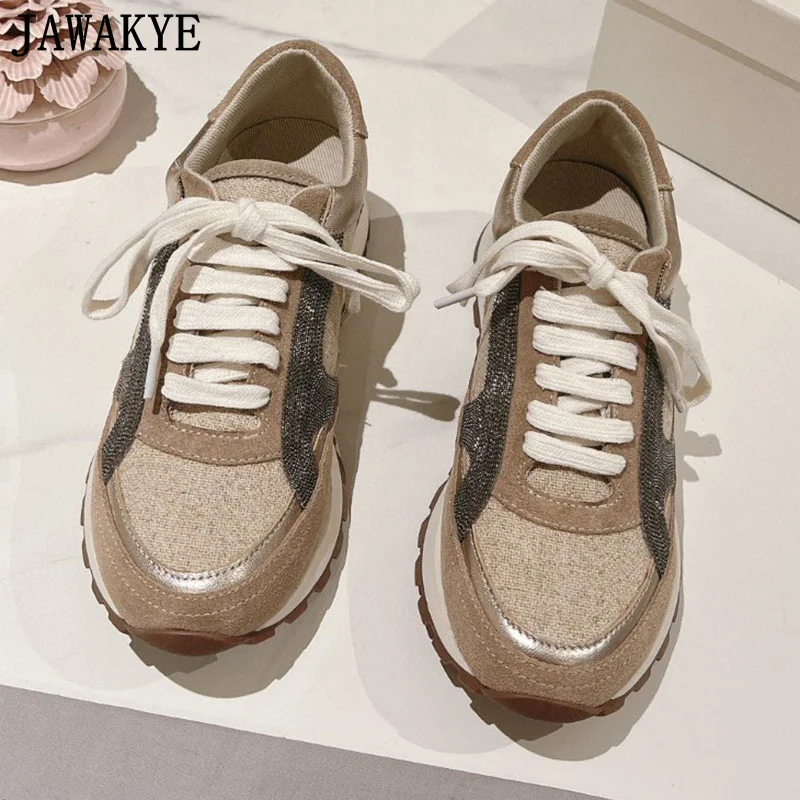 2024 Designer New Lace Up Sneakers Women Thick Sole Multi Color Suede Platform Shoes Casual Brand Vacation Walking Shoes Women