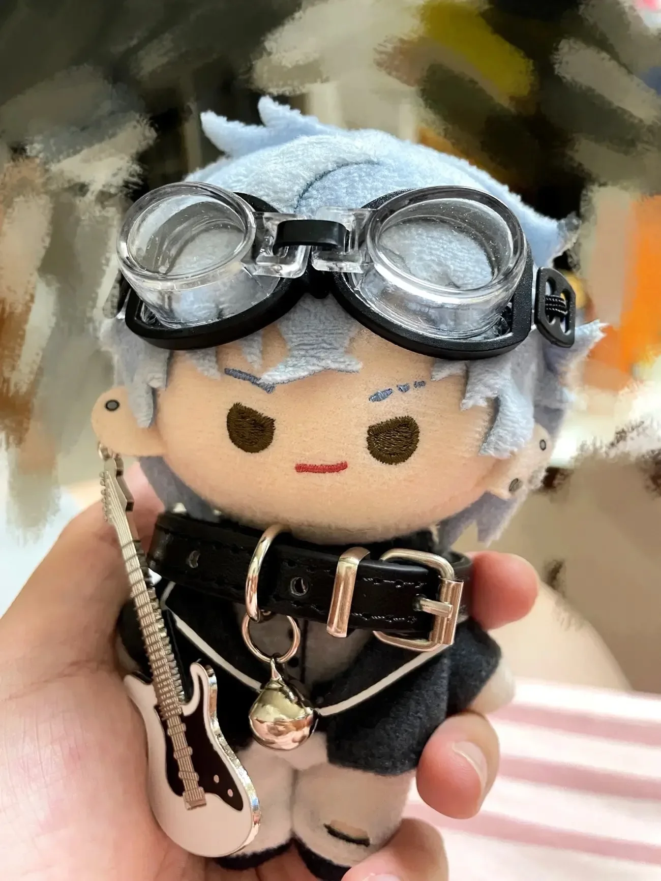 دمية الدعائم نظارات الطفل المنمنمات منزل نظارات السباحة الأسود المختنق جيتار صغير لدمية القطن 10 سنتيمتر