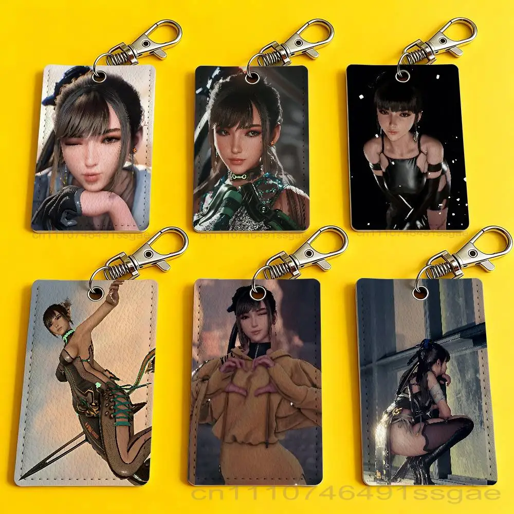 

Game S-Stellar Blade Cool Card Case Leather Card Holder Keychain Key Ring Door Access Tags ID Card Case Keychain