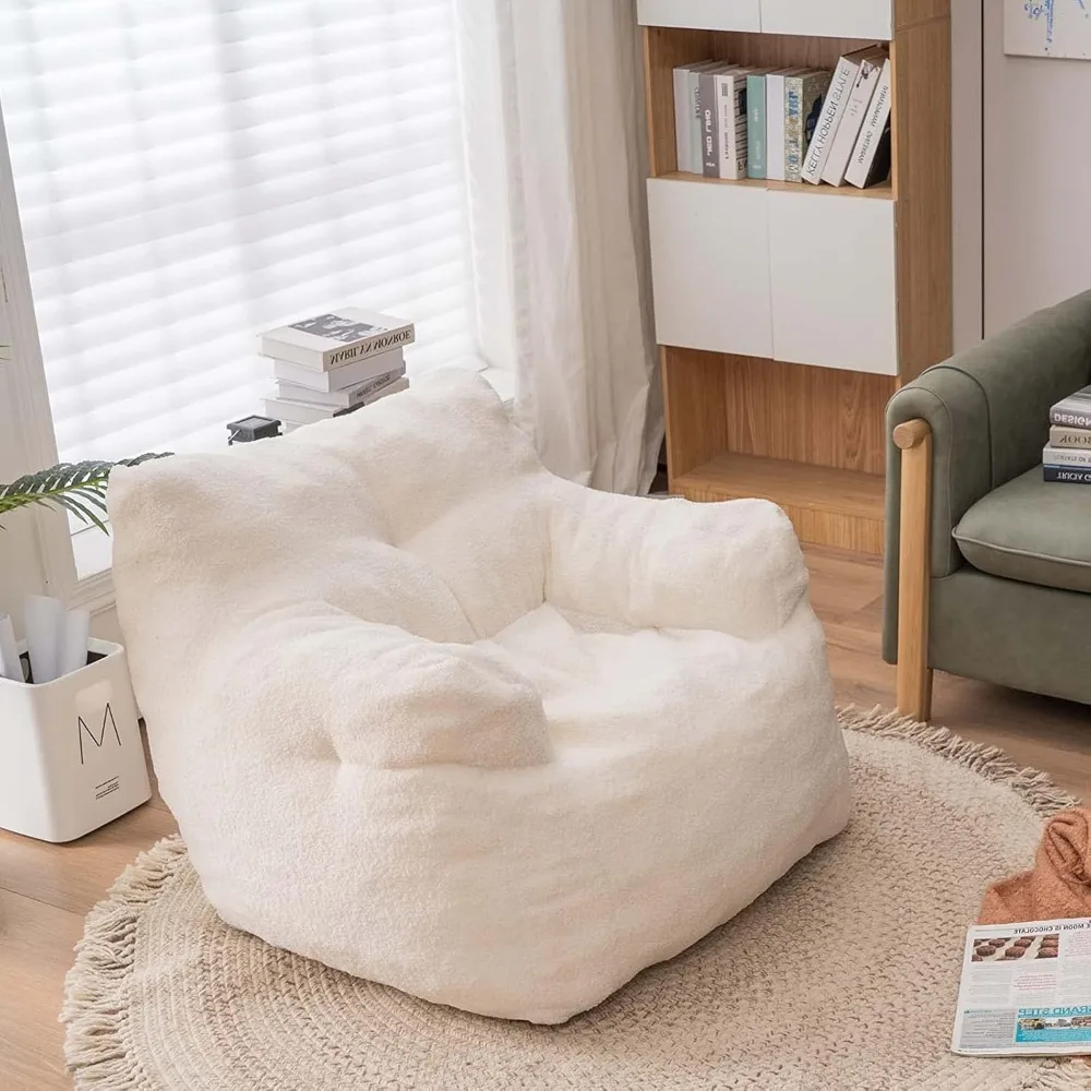 

Bean Bag Chair, Super Soft Teddy Fabric Armchair for Adults and Children, Comfortable Lounge Sofa Chair
