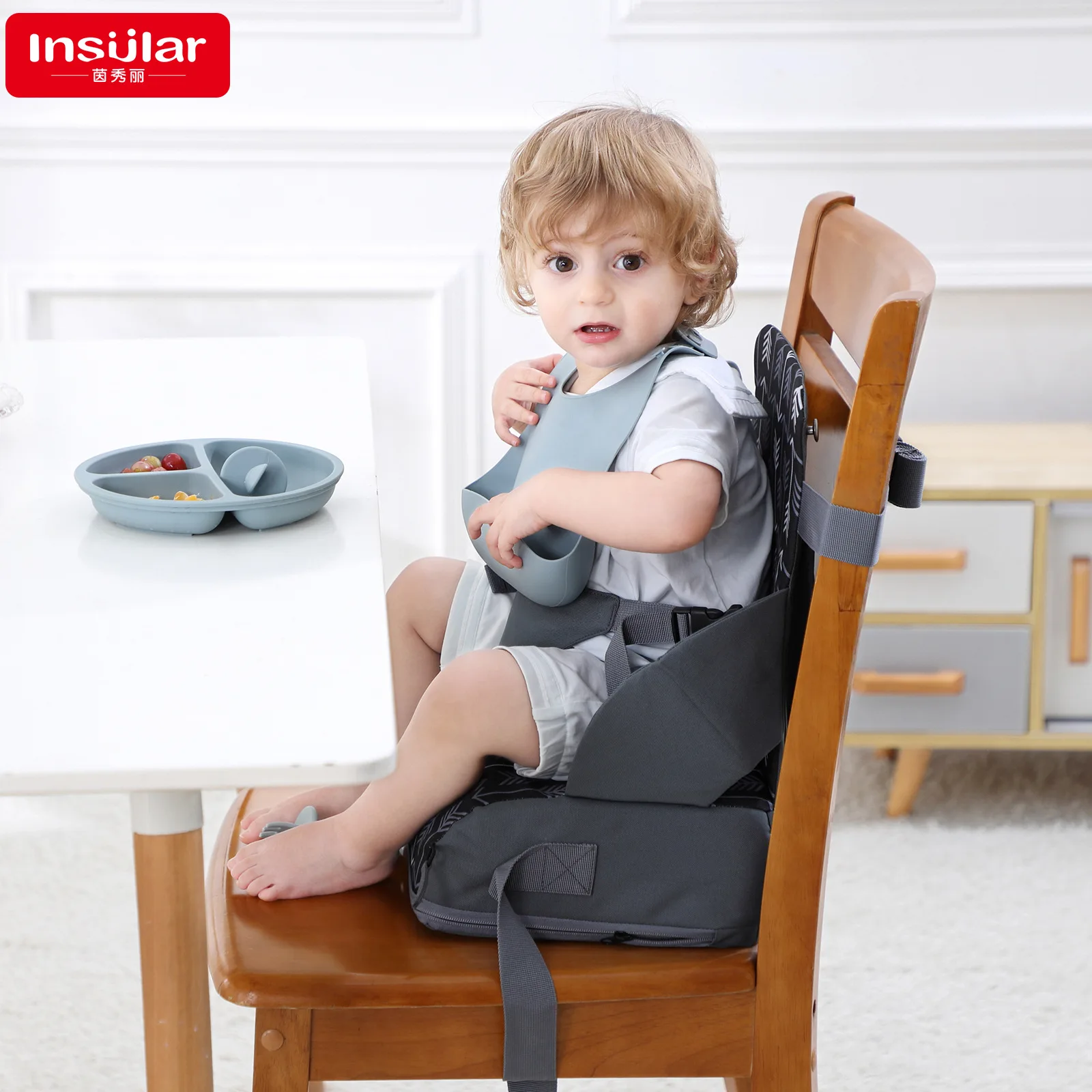 Children's Portable Folding Seat Height Cushion Baby Dining Chair Help Kids Booster Seats Eating Sit Products