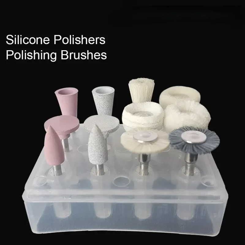 Dental Polisher Kit Rubber Grinding Heads Composite Porcelain Polishing Kit Tools Low-speed Machine Goat Hair/Feather Polisher