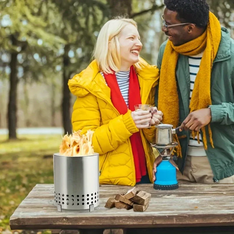 1Pc Portable Camping Stove Tabletop Pit with Stand for Outdoor Backpacking And Hiking High-Quality Fire Heater for Traveling BBQ
