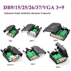 RS232 DB9ขั้วต่อปลายสายไฟ DB26/37แบบถอดได้หัวขาดบัดกรี9 15 25 26 37ขั้วต่อ D-SUB 3 + 9 VGA ปลั๊กตัวเมียตัวผู้