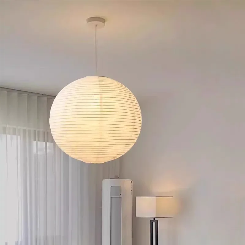 

Japanese Style Paper Art Pendant Lights Noguchi Yong Nordic Minimalist Creative for Living Room Bedroom Study Round Ball Lamp