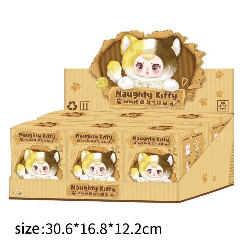 Naughty Kitty Caja ciega Llavero de felpa Kawaii - Animal Plushie Doll Colgante Sorpresa Regalo Colección Juguete para niñas Genuino