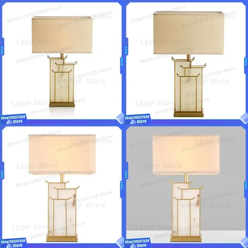 Modern Marble Pattern Table Lamp Neoclassical Design for Living Room Bedroom Soft Decoration New Chinese Style Designer Model