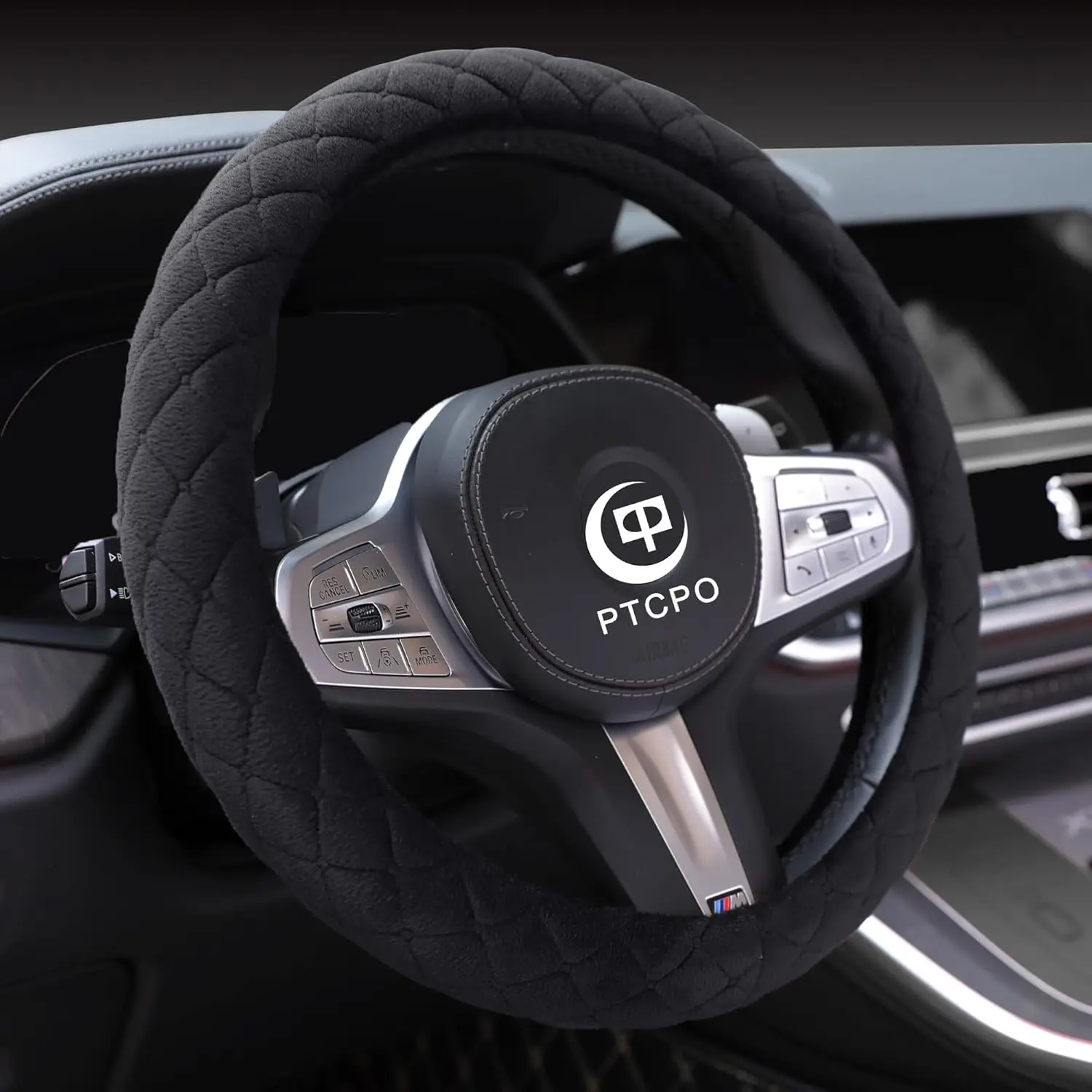 

Soft Velvet Steering Wheel Cover for Sedan and SUV, Anti-Slip, Universal Fit in Black Large Size (39-41cm)
