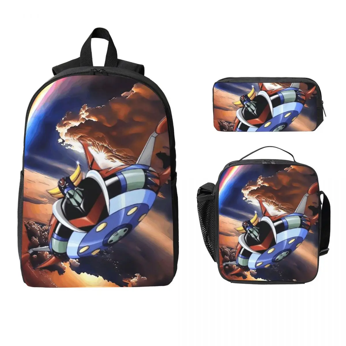 

Goldrake Goldorak Anime Mazinger Z UFO Robot Grendizer Backpack BookBag School Bag Shoulder 3ps Insulated Lunch Bag Pencil Case