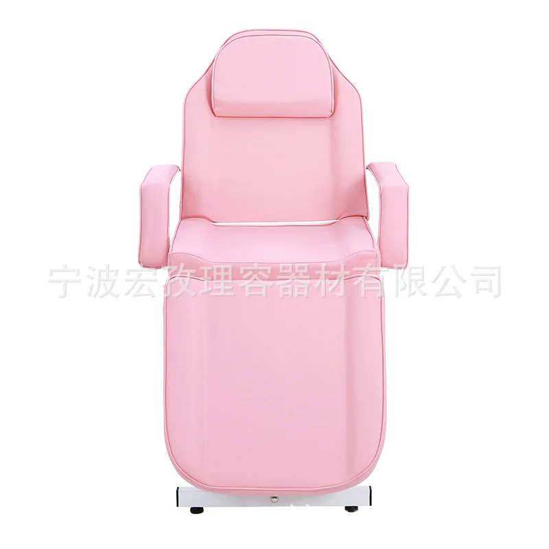 Pink PU leather beauty chair multi-angle adjustment beauty bed with stool and hole massage bed