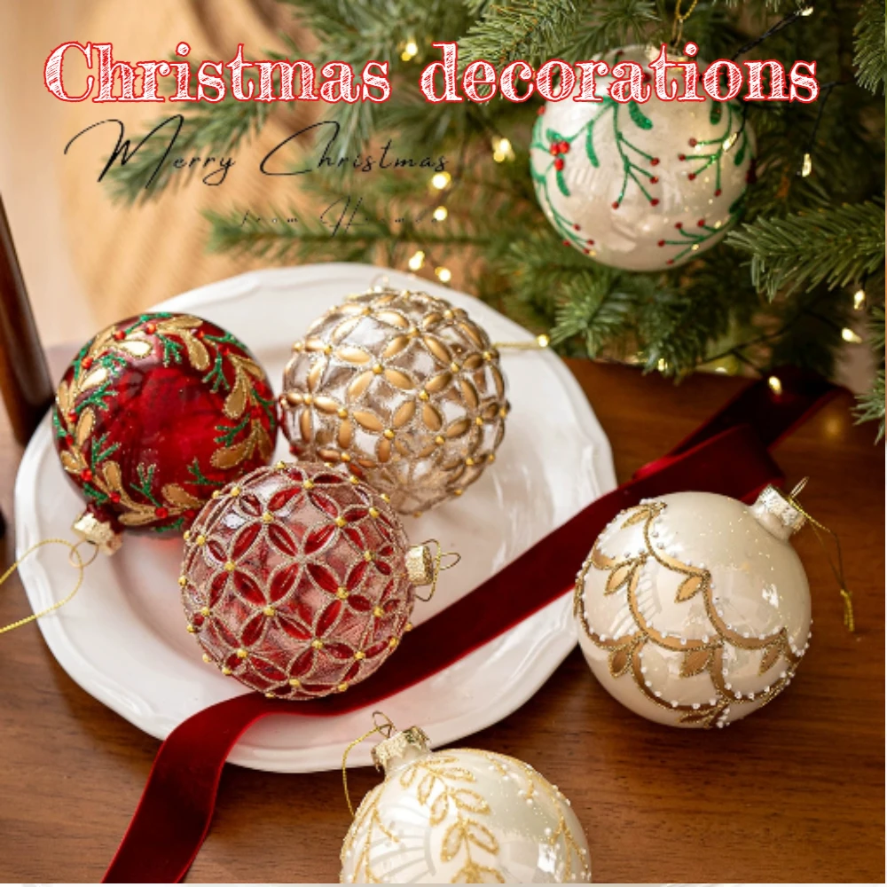 2025 8CM Sparkling Multicolor Christmas Glass Balls, Suspensable Reusable Christmas Tree Pendants - Fashion Holiday Decorations