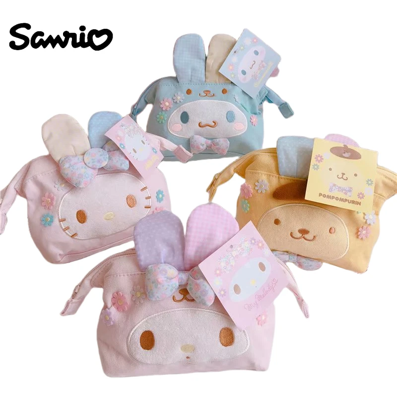 

Sanrio Cartoon Portable Cosmetic Storage Bag HelloKitty Melody Cute Pom Pom Purin Cinnamoroll Large Capacity Small Square Bag