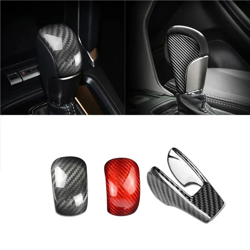 

For SUBARU Forester Real Hard Dry Carbon Fiber Interior Gear Shift Knob Cover Trim Handle Sleeve Buttons Cover Sticker 2013-2018