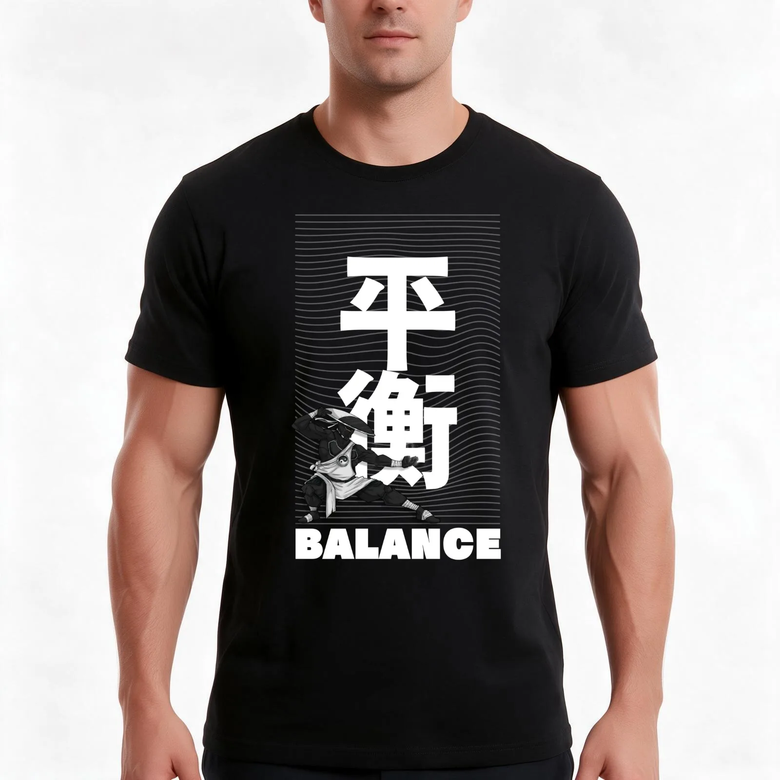 Exclusive Design with Yin and Yang T-Shirt, Summer Casual Cotton Tee, Oversized Streetwear Tops, Vintage Graphic Print