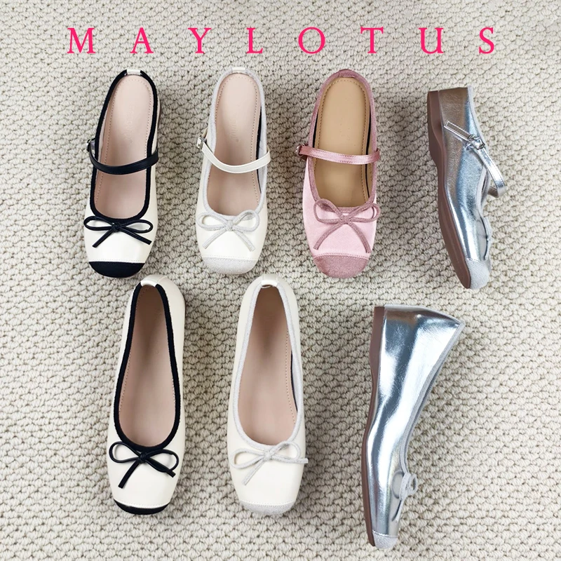 Increase 5cm Ballerina Flats Slip On Women Mary Jane Shoes Fashion Shallow Butterfly-knot Ladies Comfort Soft Sole  Shoes