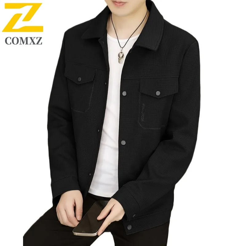 

Autumn Winter Men's Suede Fleece Jacket Waterproof Windproof Thickened Coat Student Workwear Multi-Pocket Fashion Outerwear 2025