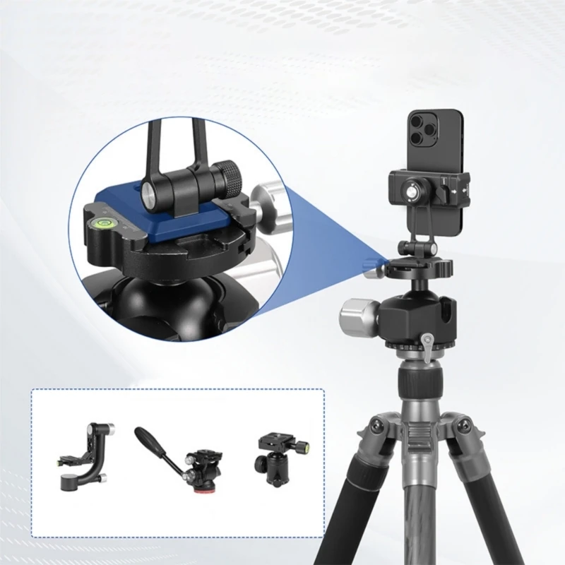 조정 가능한 휴대폰 클립 클램프 홀더 사진 내장 더블 콜드 슈 마운트 지원 ​​360도 회전