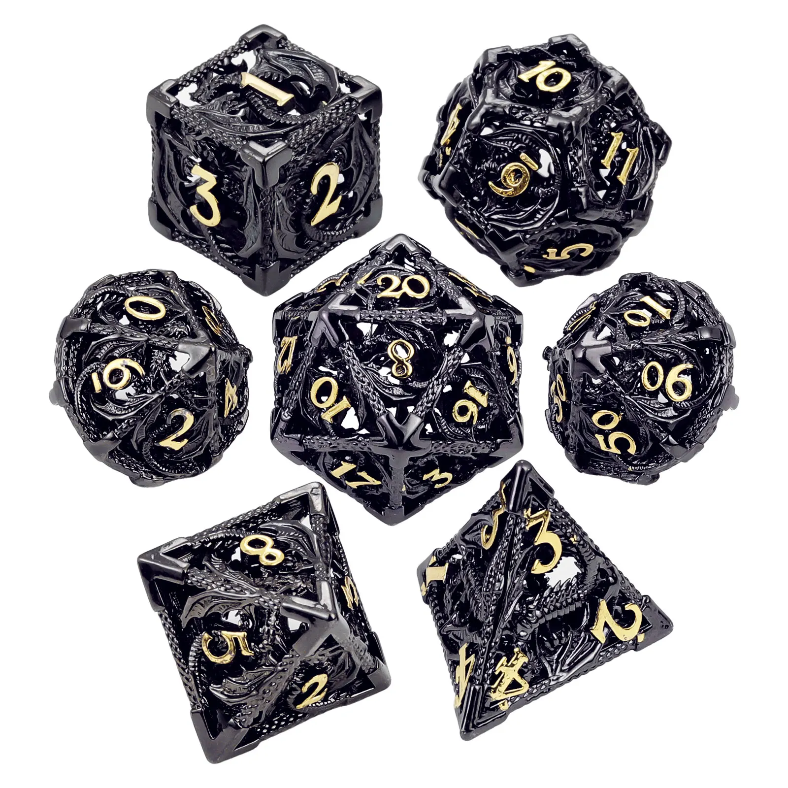 

Набор металлических кубиков MoKo Dragon Hollow для DND, 7 шт., многогранные кубики D&D Dragon Hollow для ролевых игр Dungeons and Dragons, D20 D12 D10