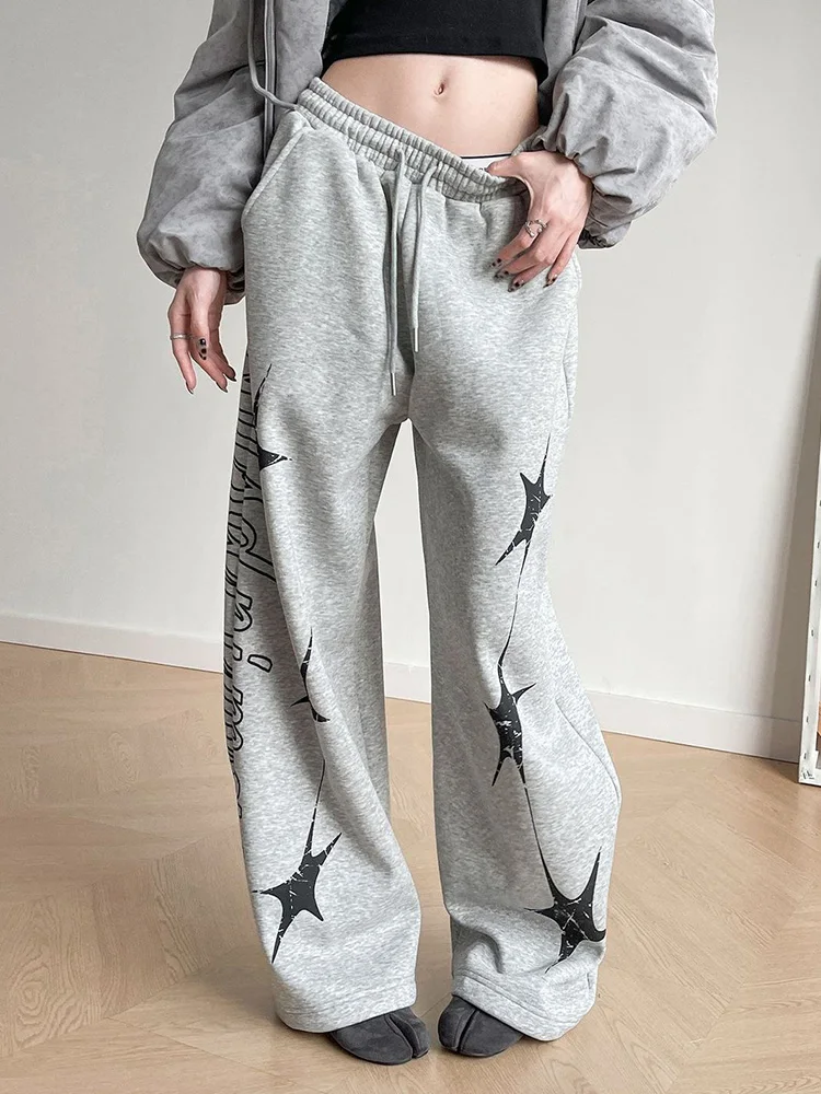 Streetwear Letter Stars Sweatpants Women Vintage Harajuku Hip Hop Casual Pant Retro Female High Waist American Loose Trousers