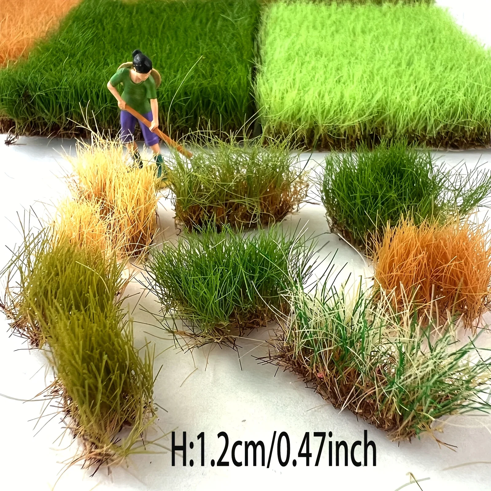 Height 1.2-1.6CM Static Grass Tuft Model Grass Cluster Terrain Artificial Plant Vegetation DIY Sandtable Train Landscape Diorama