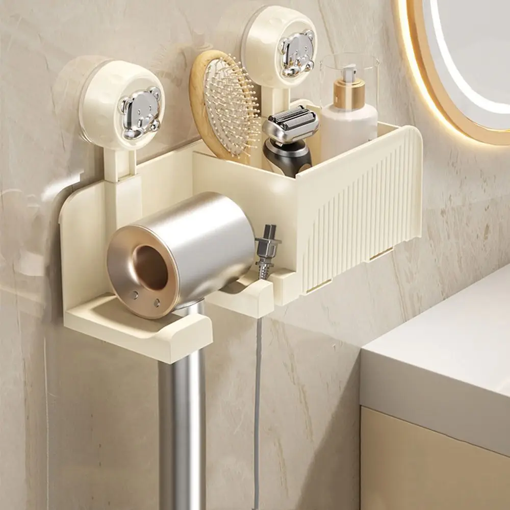 

Пластиковая присоска, держатель для фена, экономия места, стеллаж для хранения фена без перфоратора с ящиком для хранения, настенный монтаж