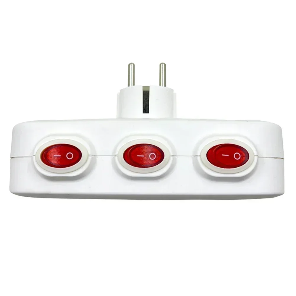 1 To 3 16A/250V Converter Socket 3 Port EU Power Adapter With Individual Switch For Electrical Equipment Tool Accessory