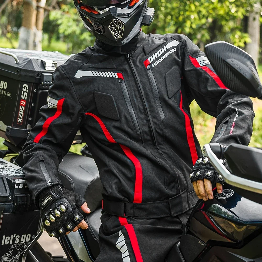 Waterproof Motorcycle Pants Man Racing Suit Wearable Motorcycle Jacket+Motorcycle Pants Moto Set With EVA Protection Gear