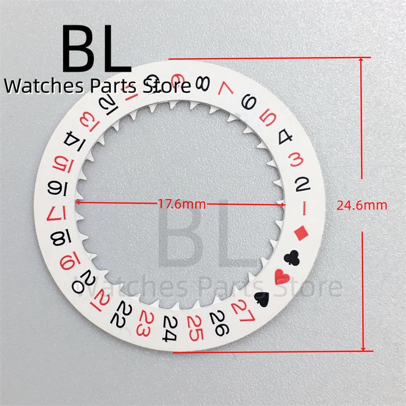 NH35 Lichtgevende Horloge Kalender Disc Zwart Wit Groen Blauw Datum Wiel Voor NH34 NH35 Bewegingen Gemodificeerde Reparatie Tools 3.0/3.8 Kroon