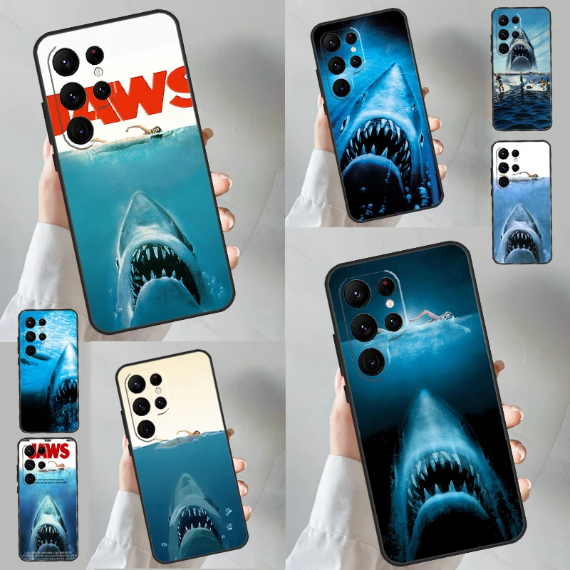 Jaws 1975 Movie Poster Case For Samsung Galaxy S23 Ultra S24 S22 Note 20 10 Plus S8 S9 S10 S21 S20 FE Back Cover