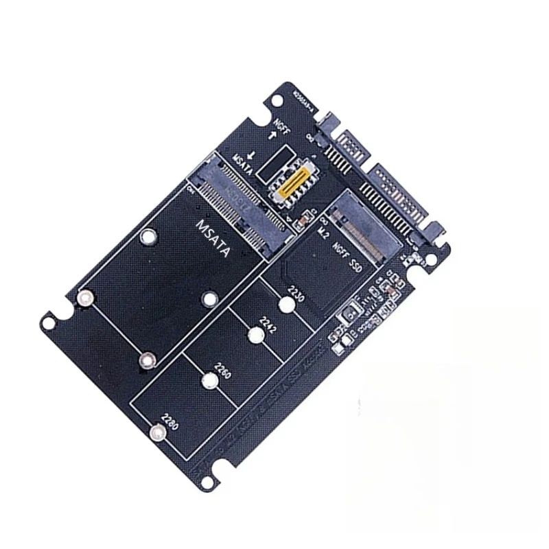MSATA M.2 NGFF to SATA3 2 in 1 SSD Adapter Card 2.5 Inch Hard Disk Enclosure Converter Board