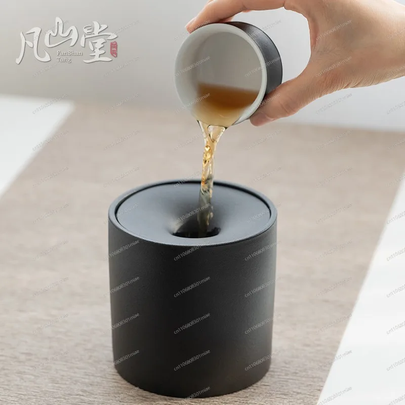Japanese Style Ceramic Tea Waste Bucket Tea Wash Basin Medium Jianshui Gongfu Tea Accessories