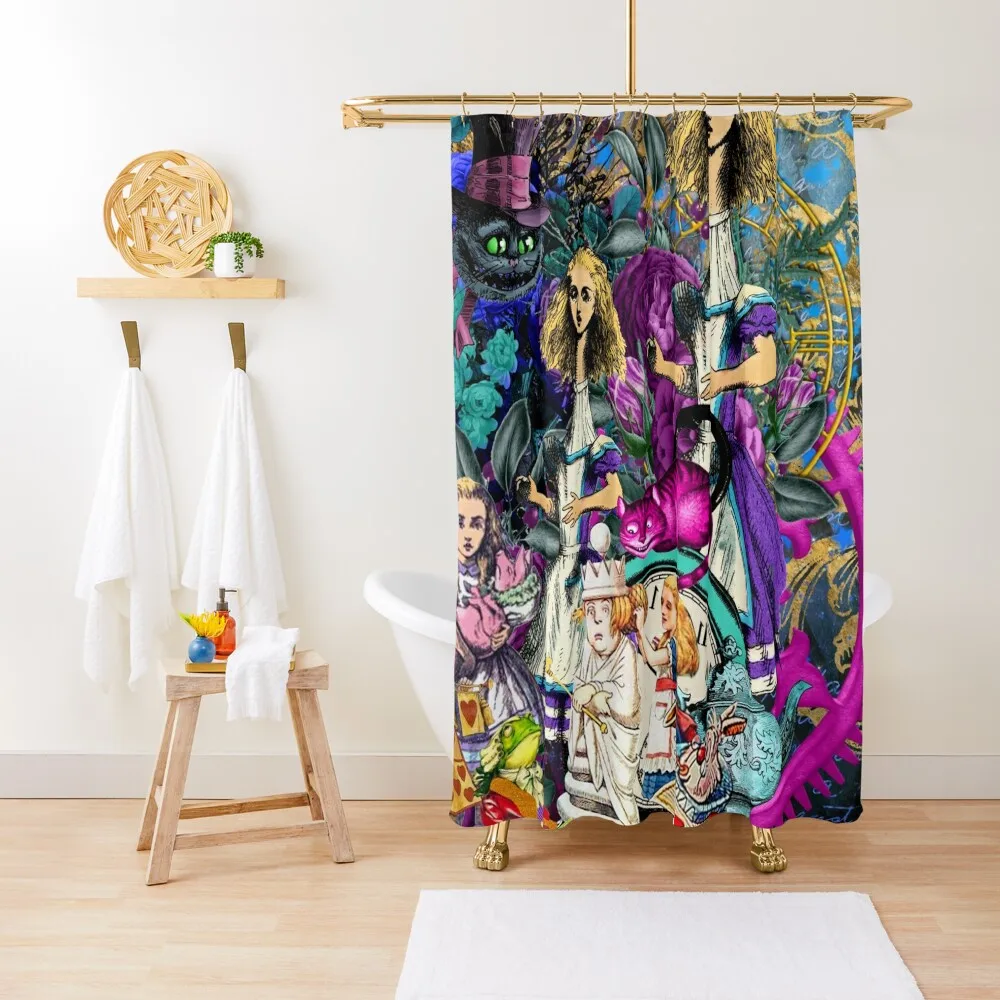 

alice wonderland, alice in vintage wonderland Shower Curtain Waterproof Fabric Bathroom Curtains