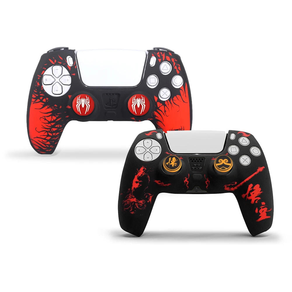 غطاء حماية من السيليكون غير قابل للانزلاق لوحدة التحكم PS 5 مع مجموعة ملحقات مكونة من خصلتين للإبهام