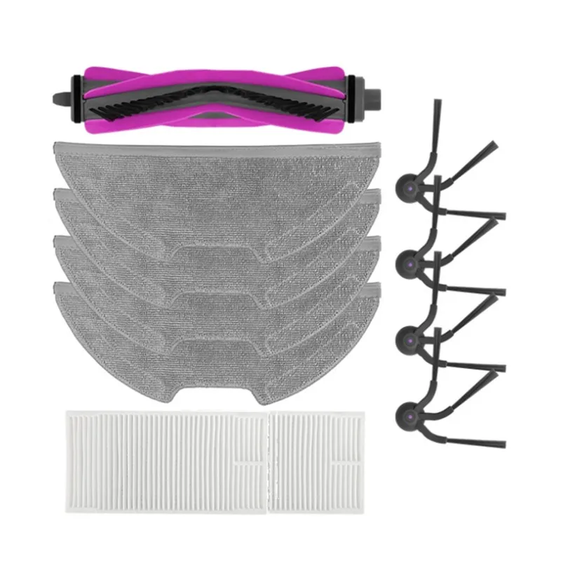 A52Q-Ersatzteile 14 Stück für Eureka E20 Evo Plus Roboter-Staubsauger-Zubehör, Rollenbürste, Filter, Wischpads, Seitenbürste – Detail 1