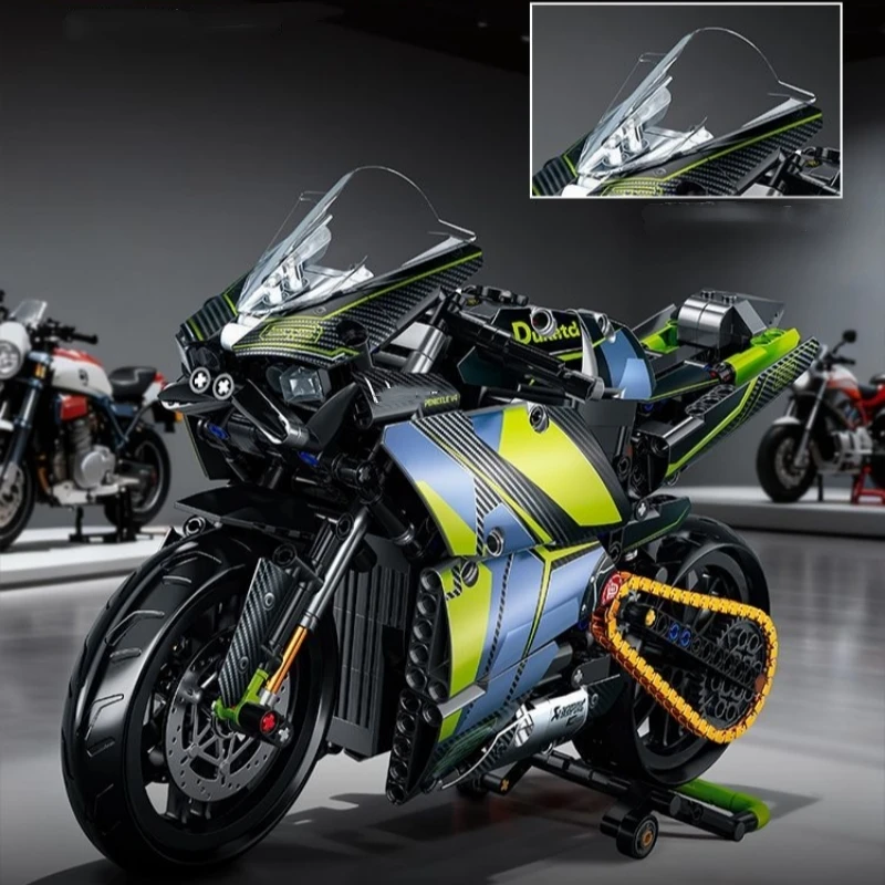 โมเดลรถมอเตอร์ไซค์แข่งทางเทคนิค ชุดตัวต่อรถมอเตอร์ไซค์ชื่อดัง ของตกแต่งโต๊ะทำงาน ยานพาหนะในเมือง ของเล่นเด็ก ของขวัญเทศกาล