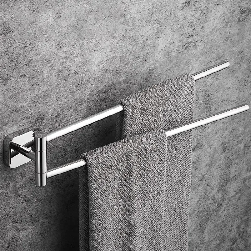 No Drill 304 Stainless Steel Adjustable Rotating Towel Bar for Bathroom Hotel Super Heavy Duty Strong Durable Wall Mount Holders