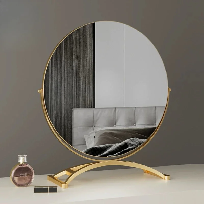 Makeup mirror light luxury desktop large high definition vanity mirror folding Internet celebrity ultra-white glass mirror
