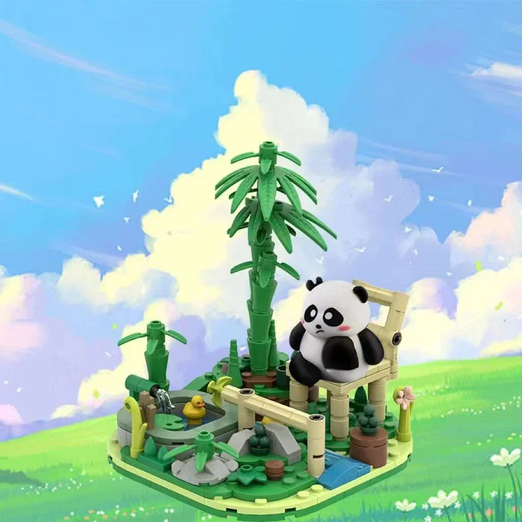 

Cute Panda Building Blocks Zoo Landscape Assembly Model Bricks Creative Desktop Decoration Children's Christmas DIY Toys Gifts